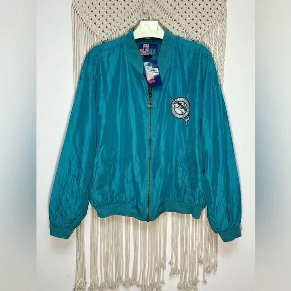 Vintage 90s FLORIDA MARLINS MLB Baseball “JH SILK” Windbreaker embroidered - Picture 2 of 8